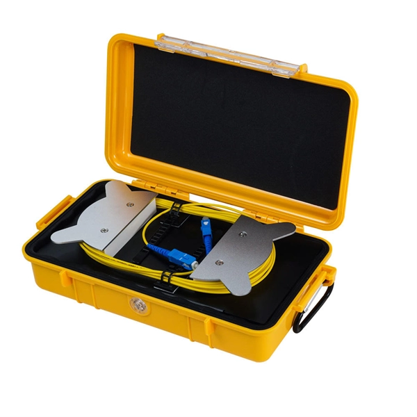 Fiber optic terminal box with round connector and pigtail